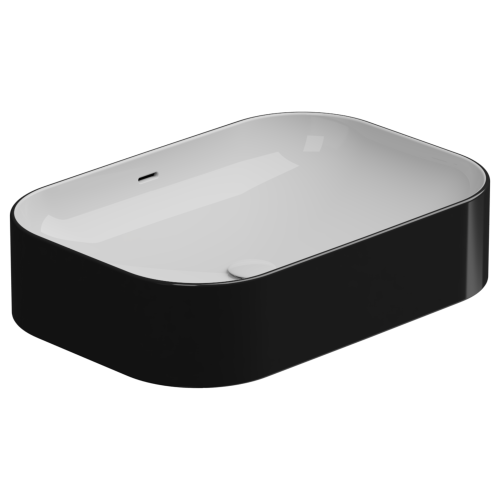 Раковина керамическая GSG Ceramic Design Easy EALAVTP60BI000/002 60х40 накладная цвет белый/черный без отверстий под смеситель