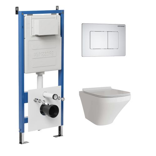 Инсталляция + кнопка смыва + унитаз Grossman Classic 97.4440S.04.01M
