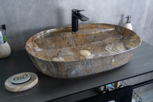 Раковина керамическая Gid Lago 54471 60х40 накладная цвет многоцветный 1 отверстие под смеситель