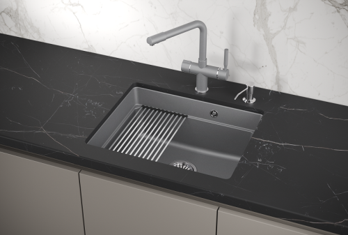 Кухонная мойка Granula Kitchen Space 5501U, АЛЮМИНИУМ 55х45 цвет серый поверхность матовая