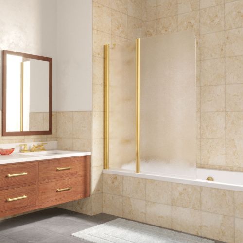 Душевая шторка на ванну Vegas-Glass E2V LUX ST E2V LUX ST 115 09 02 L 115х150 стекло рифленое профиль золото ориентация левая