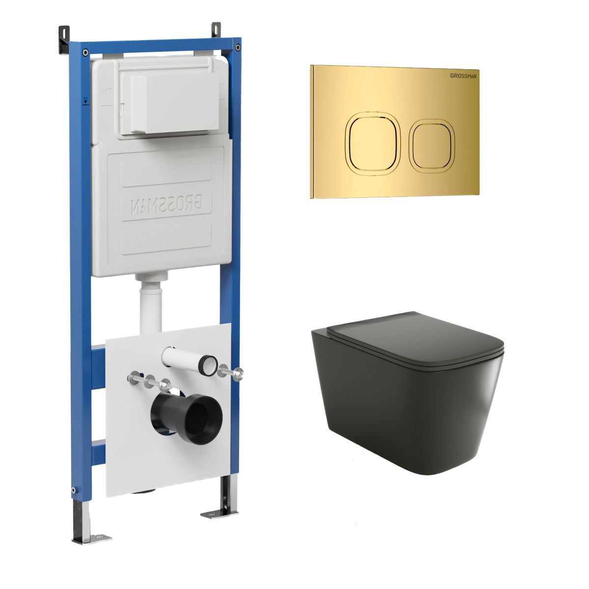 Инсталляция + кнопка смыва + унитаз Grossman Cosmo 97.4441BMS.02.300
