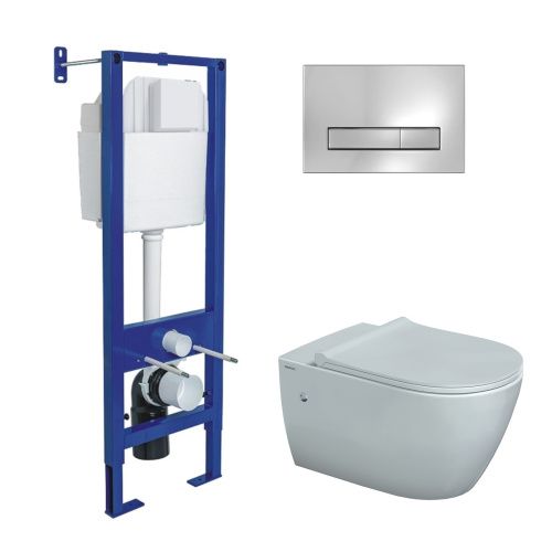 Комплект унитаз с инталляцией и клавишей смыва Berges АТОМ Line 043350