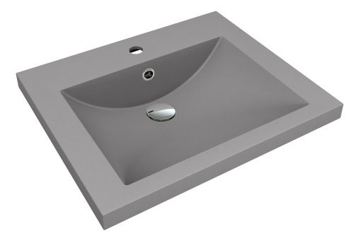 Раковина из искусственного камня Florentina Анита 580 10.150.00580.307 60х50 накладная цвет серый 1 отверстие под смеситель