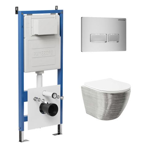 Инсталляция + кнопка смыва + унитаз Grossman Pragma 97.4455SWS.03.110