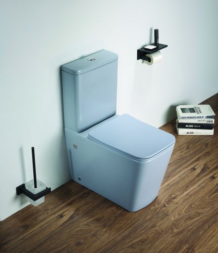 Унитаз напольный с бачком CeramaLux 2170AXMHL голубой с сиденьем микролифт безободковый каскадный смыв