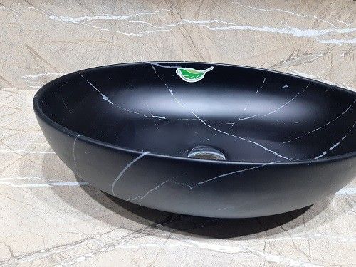 Раковина из сантехнического фаянса CeramaLux 78166MBM 50х40 накладная цвет черный без отверстий под смеситель - фото 2