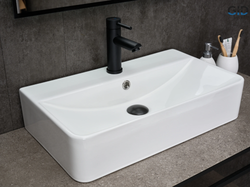 Раковина керамическая Gid Geométrico 51226 60х40 накладная цвет белый 1 отверстие под смеситель