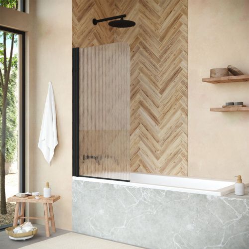 Душевая шторка на ванну Vegas-Glass EV+EV NOVO EV NOVO 70 02М Moru L 70х140 стекло рифленое профиль черный ориентация левая