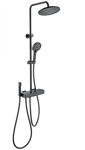 Душевая стойка Wonzon & Woghand Muse WW-B3580-MB настенная цвет черный с термостатом