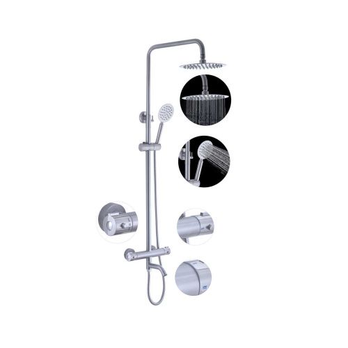 Душевая стойка Fashun A52426 настенная цвет серый с термостатом