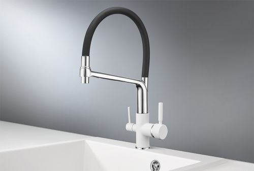 Смеситель для кухни Granula 0083, АРКТИК на мойку белый