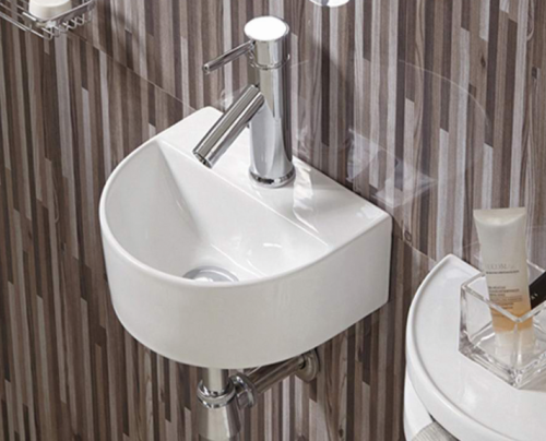 Раковина из сантехнического фаянса CeramaLux 7781 30х30 подвесная цвет белый 1 отверстие под смеситель