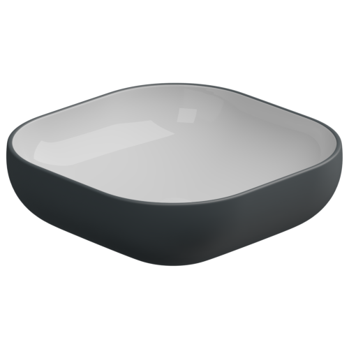 Раковина керамическая GSG Ceramic Design Easy EALAVQU45BI000/028 50х50 накладная цвет белый/черный без отверстий под смеситель