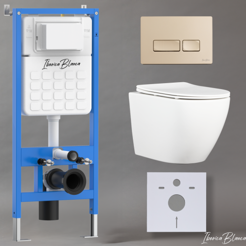 Комплект унитаз с инталляцией и клавишей смыва Iberica Blanca BILBAO ALTO IB001.BLA.231.215