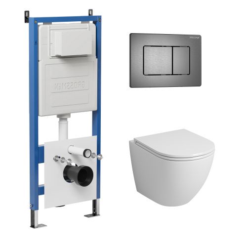 Инсталляция + кнопка смыва + унитаз Grossman Classic 97.4455S.04.42M