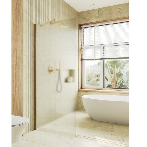 Душевая перегородка Maybah Glass MGD-688-3ш 120х195 стекло тонированное профиль золото