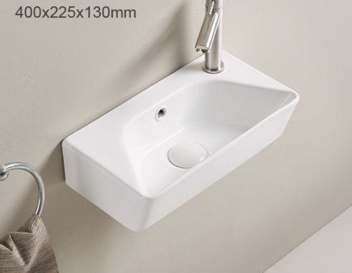 Раковина из сантехнического фаянса CeramaLux 78578L 40х20 подвесная цвет белый 1 отверстие под смеситель