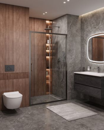 Душевая дверь Cezares MOLVENO MOLVENO-BF-1-120-C-GM-IV 120х195 стекло прозрачное профиль оружейная сталь