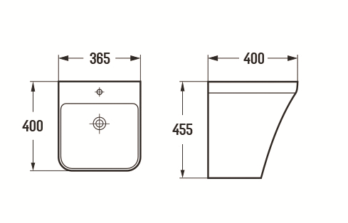 Раковина из сантехнического фаянса CeramaLux 500PMB 50х40 подвесная цвет черный 1 отверстие под смеситель - фото 2