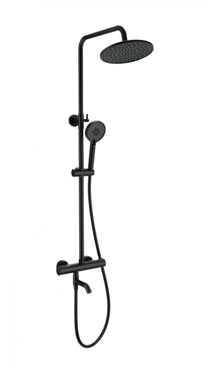 Душевая стойка Wonzon & Woghand Inn WW-B3047-A-MB настенная цвет черный с термостатом