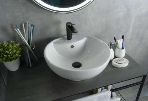 Раковина керамическая Gid Esfera 51101 50х50 накладная цвет белый 1 отверстие под смеситель