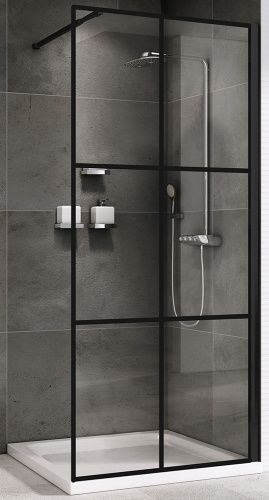 Душевая перегородка Abber Immer Offen AG62120B8 120х200 стекло прозрачное профиль черный