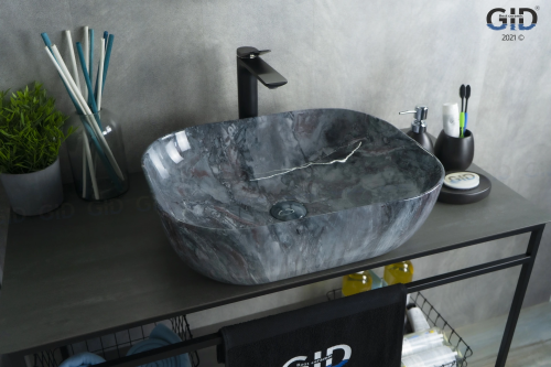 Раковина керамическая Gid Geométrico 54401 50х40 накладная цвет многоцветный без отверстий под смеситель