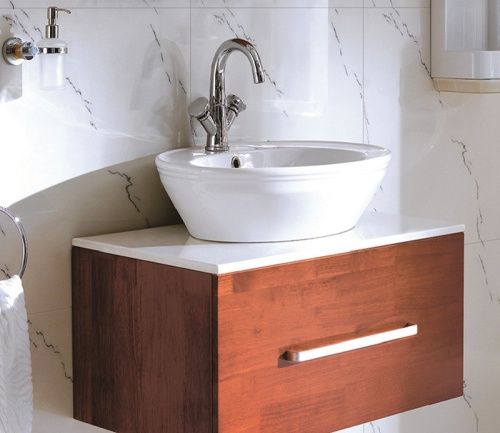 Раковина из сантехнического фаянса CeramaLux N2150 60х50 накладная цвет белый 1 отверстие под смеситель