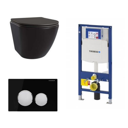 Сет унитаз + инсталляция + кнопка 111.300.00.5+FP.330.BLACK.10+AM25010 Nero