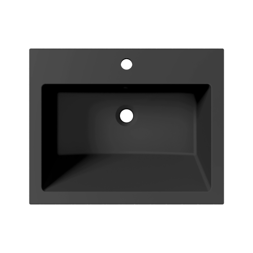 Раковина из искусственного камня Paola Paola Nero 600 ST-B 60х50 полувстраиваемая цвет черный