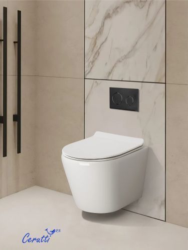 Унитаз подвесной Cerutti SPA CT11101 белый с сиденьем микролифт безободковый смыв торнадо