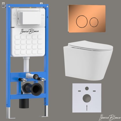 Комплект унитаз с инталляцией и клавишей смыва Iberica Blanca BURGOS ALTO IB001.BRA.231.8171