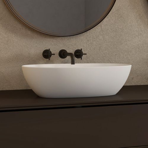 Раковина из искусственного камня Abber Stein AS2636 60х40 накладная цвет белый без отверстий под смеситель