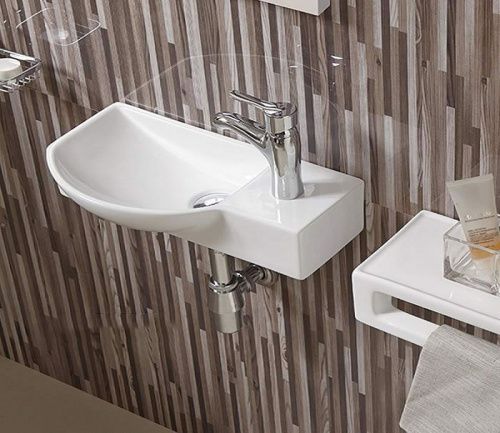 Раковина из сантехнического фаянса CeramaLux 7947BL 50х20 подвесная цвет белый 1 отверстие под смеситель