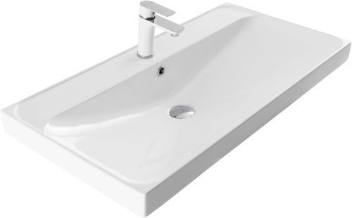 Раковина керамическая Aquanet Flash 00333269 90х50 полувстраиваемая цвет белый 1 отверстие под смеситель