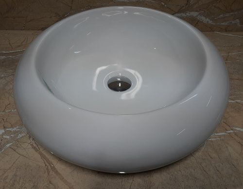 Раковина из сантехнического фаянса CeramaLux 7031B-1 50х50 накладная цвет белый без отверстий под смеситель