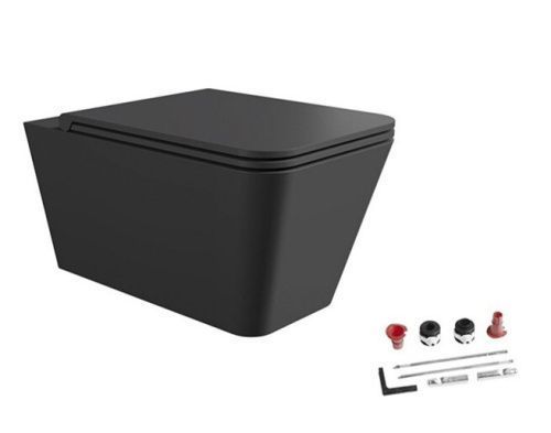 Унитаз подвесной Alice Hide 31210108SET черный с сиденьем микролифт безободковый
