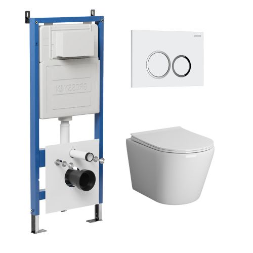 Инсталляция + кнопка смыва + унитаз Grossman Galaxy 97.4478S.01.000