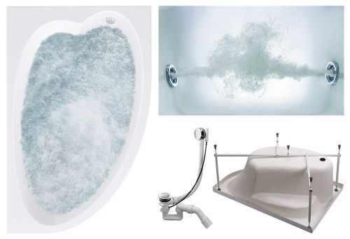 Ванна акриловая гидромассажная Timo IVA IVA1610R-KTIVA16-SPV1505-T-CM 160х100 пристенная асимметричная с каркасом