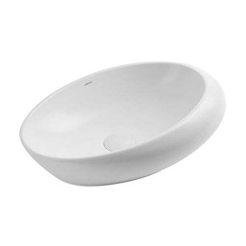 Раковина из сантехнического фаянса Abber BEQUEM AC2107MW 50х30 накладная цвет белый без отверстий под смеситель