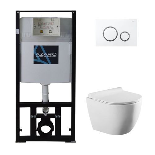 Комплект унитаз с инсталляцией с клавишей смыва Azario  AZ-8010-1000+AZ-8200-0045+AZ-2196D