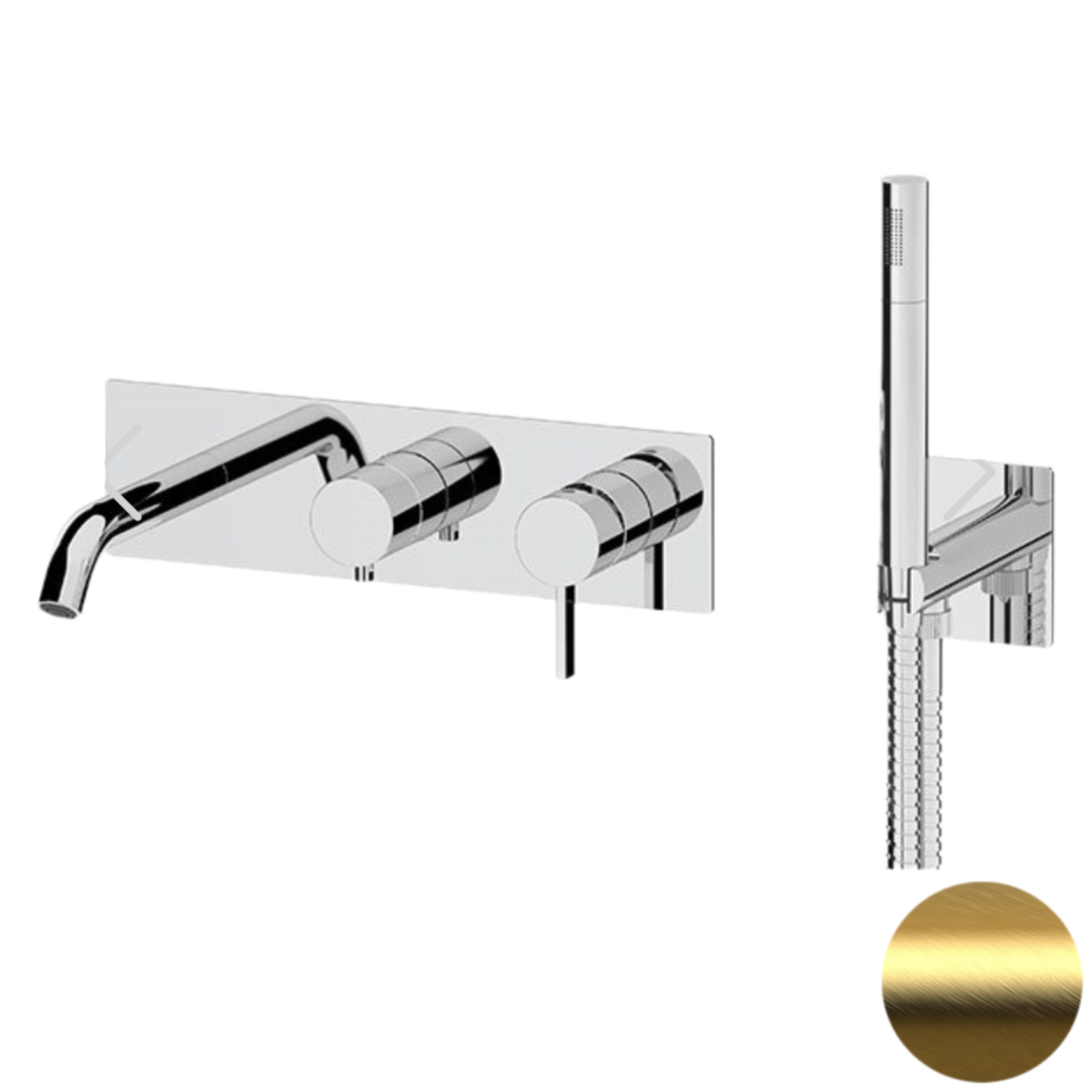 Смеситель для ванны Remer Metrica MC53D2BG встраиваемый в стену золото