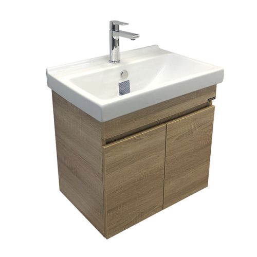 Тумба с раковиной Comforty Тромсе 00004142217CF 60х40 подвесная цвет коричневый