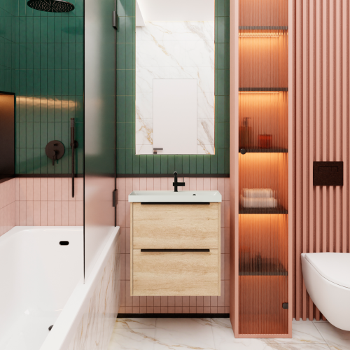 Тумба с раковиной La Fenice TESORO NFNC-01-TES-DNN-60-2-3-60 60х50 подвесная цвет коричневый