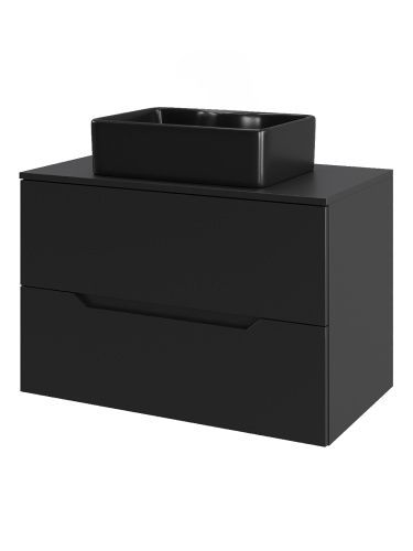 Тумба с раковиной Orange Line Li-70TubMDF+B01-475MB 70х50 подвесная цвет черный