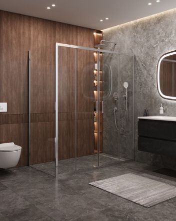 Душевой уголок Cezares MOLVENO MOLVENO-AH-2/1-180/80-C-Cr-IV 180х80 стекло прозрачное профиль хром без поддона