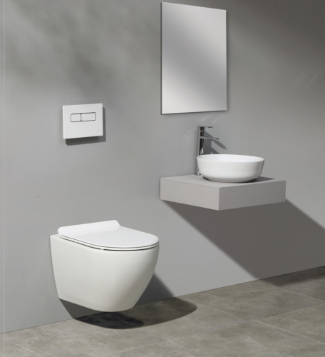 Унитаз подвесной CeramaLux 2197 белый с сиденьем микролифт каскадный смыв