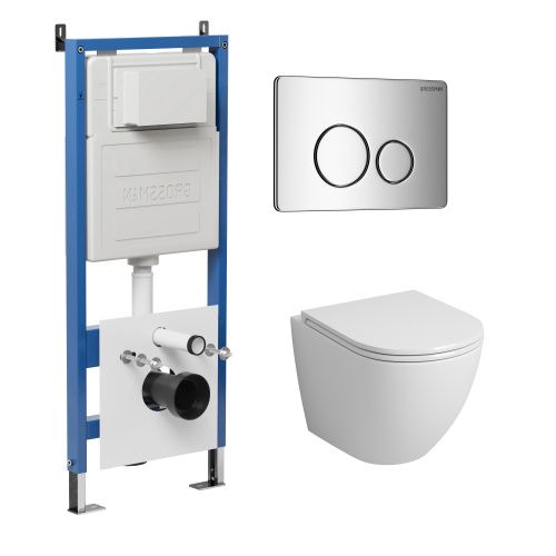 Инсталляция + кнопка смыва + унитаз Grossman Style 97.4455S.05.10M