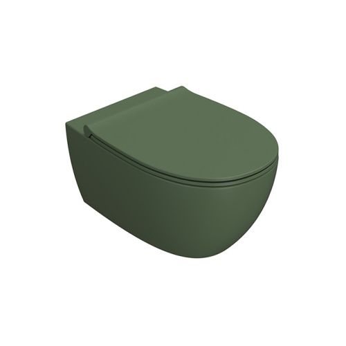 Чаша унитаза подвесная Globo 4ALL MDS03.FE цвет зеленый без сиденья безободковая каскадный смыв